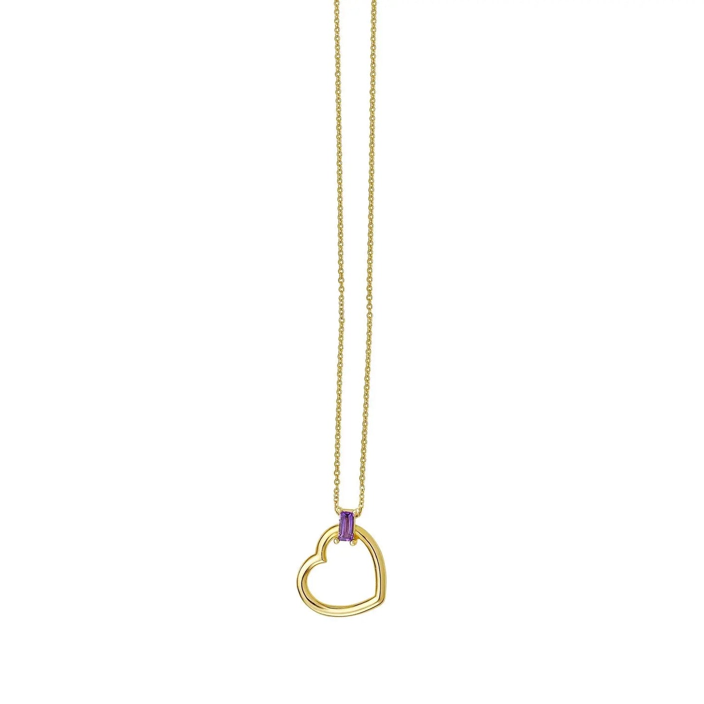 Amethyst Baguette Heart Necklace in 14K Yellow Gold RCJ Necklaces  CELESTIA LUXE JEWELLERS