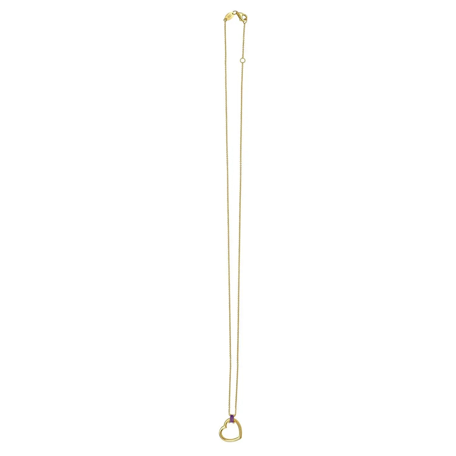 Amethyst Baguette Heart Necklace in 14K Yellow Gold RCJ Necklaces  CELESTIA LUXE JEWELLERS