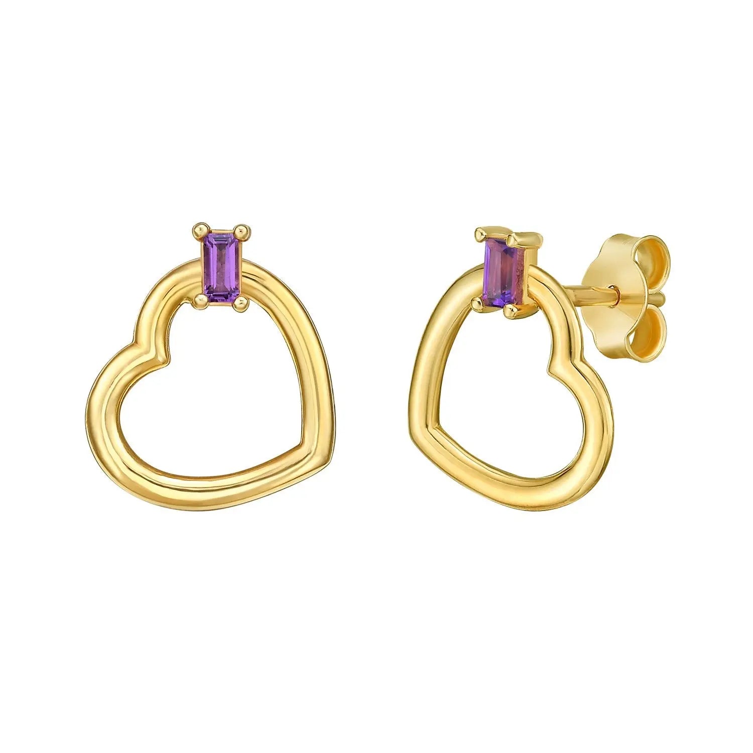 Amethyst Gemstone Baguette Earrings in 14K Yellow Gold RCJ Earrings  CELESTIA LUXE JEWELLERS