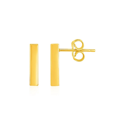 Bar Post Earrings in 14k Yellow Gold RCJ Earrings  CELESTIA LUXE JEWELLERS