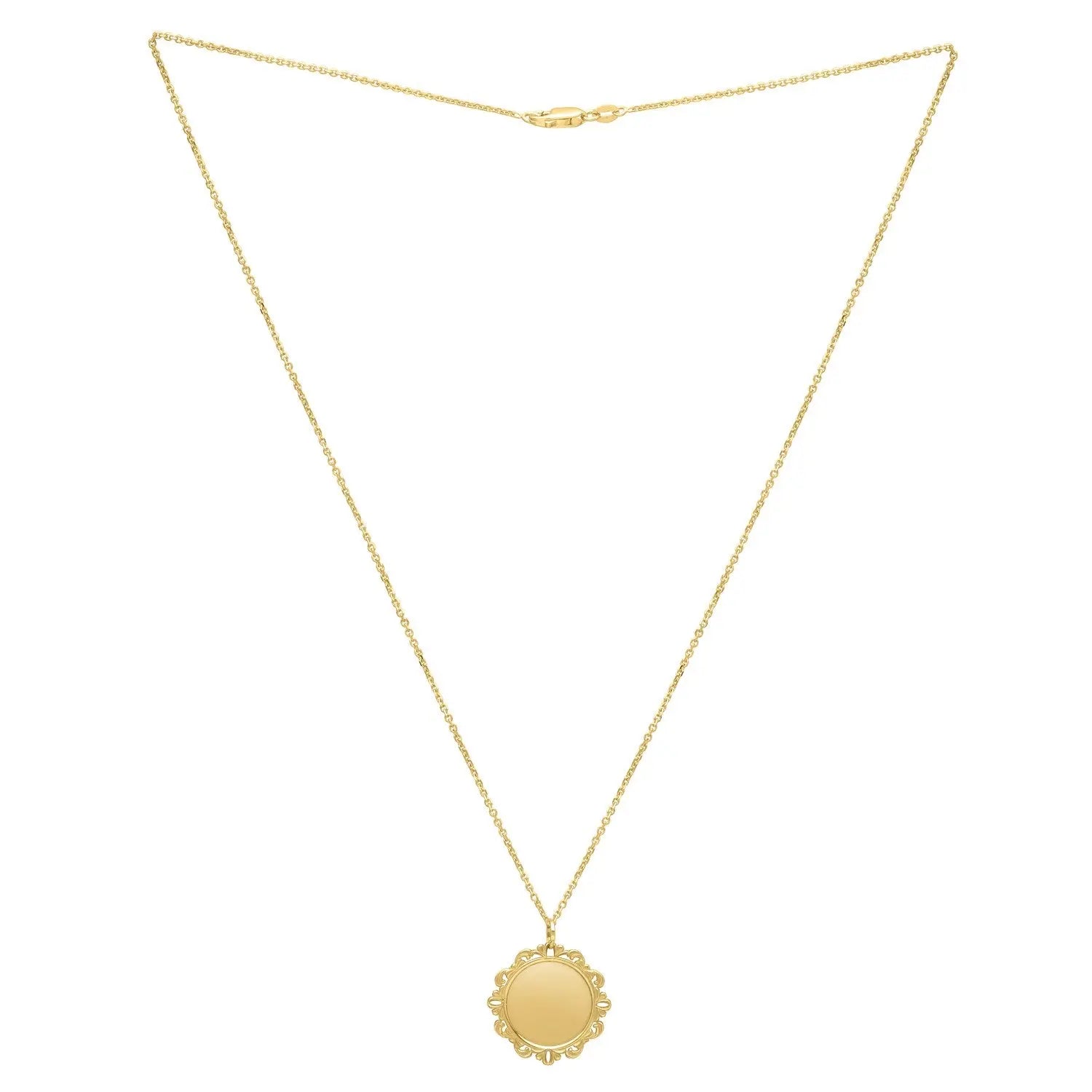 Baroque Round Pendant and Necklace in 14K Yellow Gold RCJ Necklaces  CELESTIA LUXE JEWELLERS