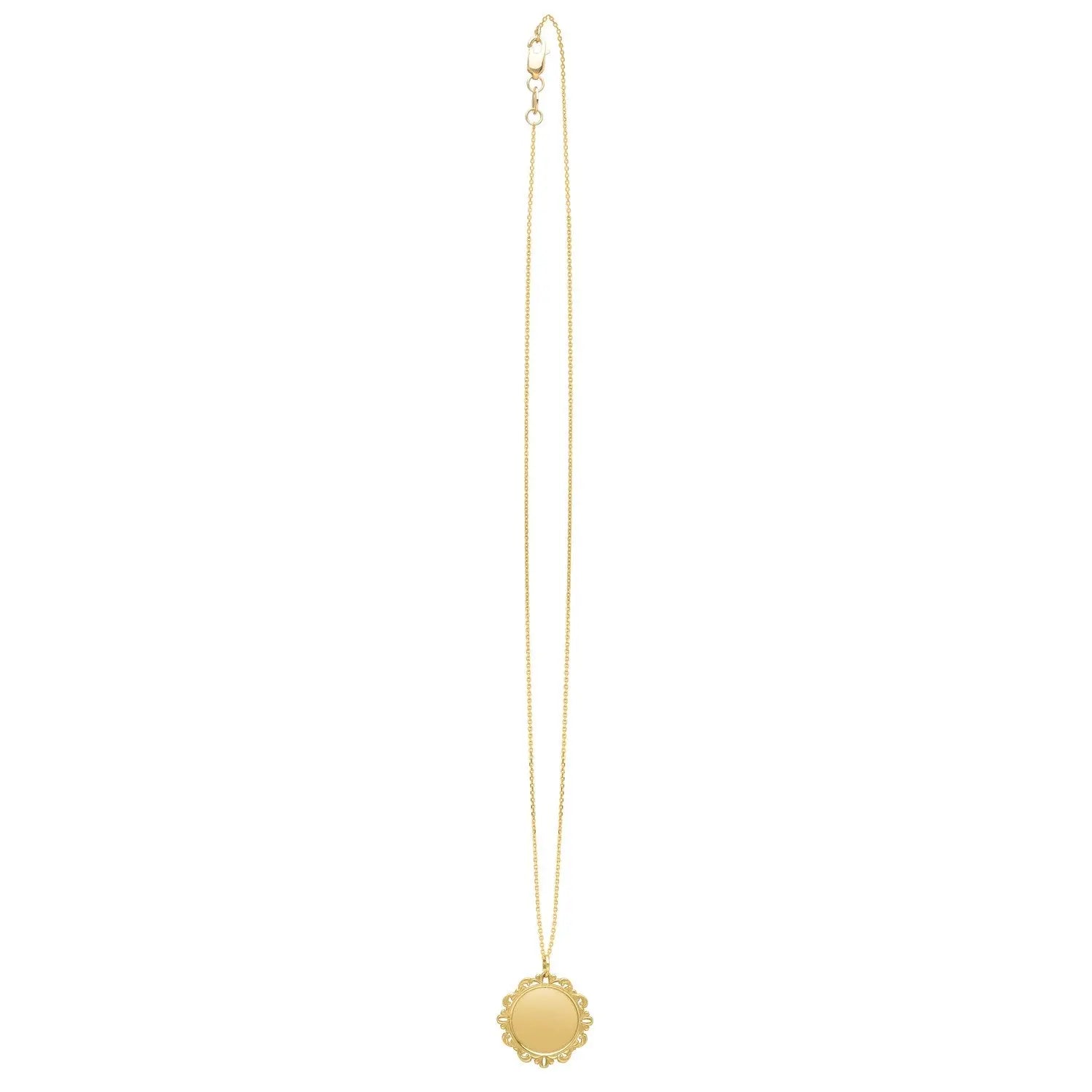 Baroque Round Pendant and Necklace in 14K Yellow Gold RCJ Necklaces  CELESTIA LUXE JEWELLERS