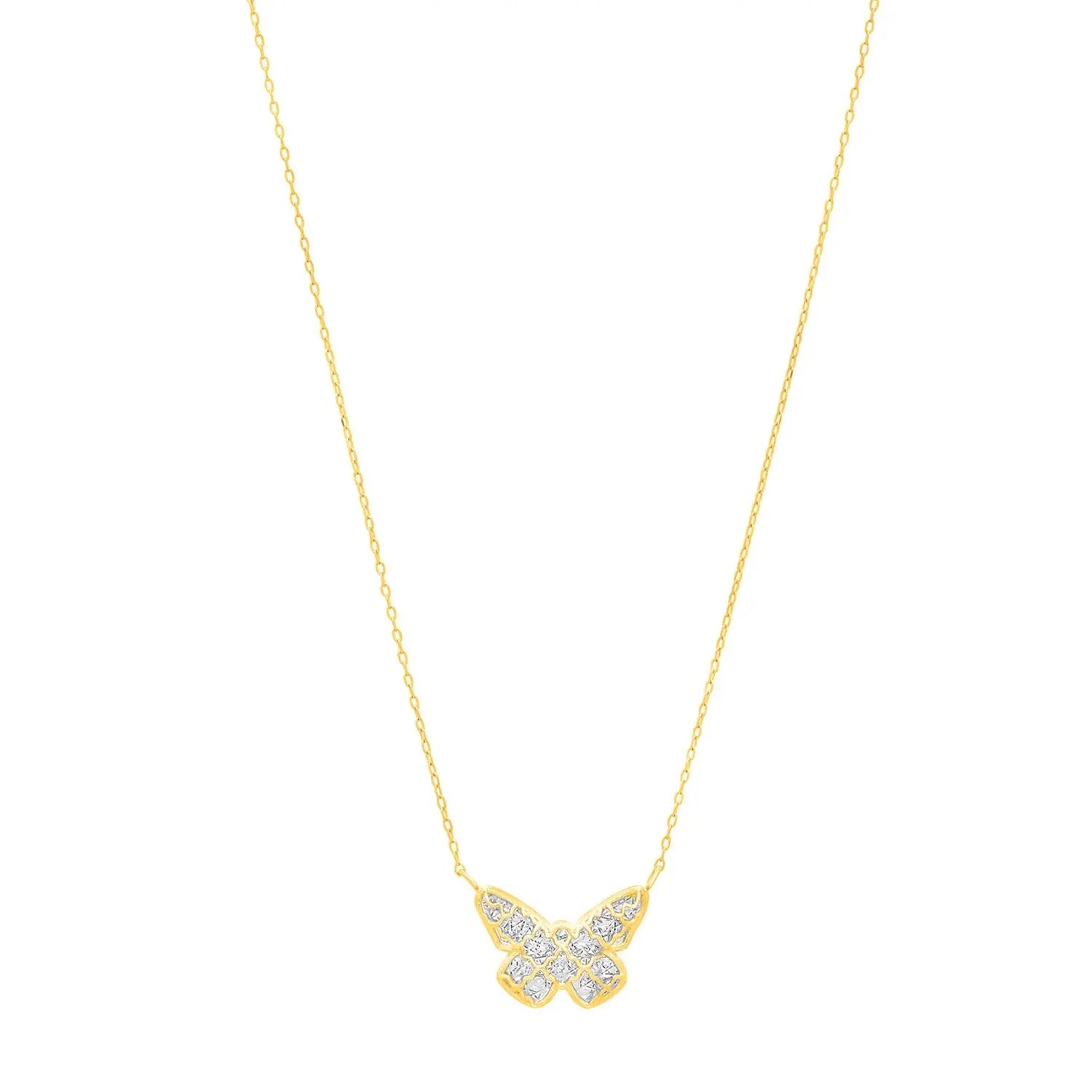Checkered Butterfly Necklace in 14K Yellow Gold RCJ Necklaces  CELESTIA LUXE JEWELLERS