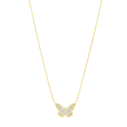 Checkered Butterfly Necklace in 14K Yellow Gold RCJ Necklaces  CELESTIA LUXE JEWELLERS