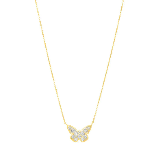 Checkered Butterfly Necklace in 14K Yellow Gold RCJ Necklaces  CELESTIA LUXE JEWELLERS