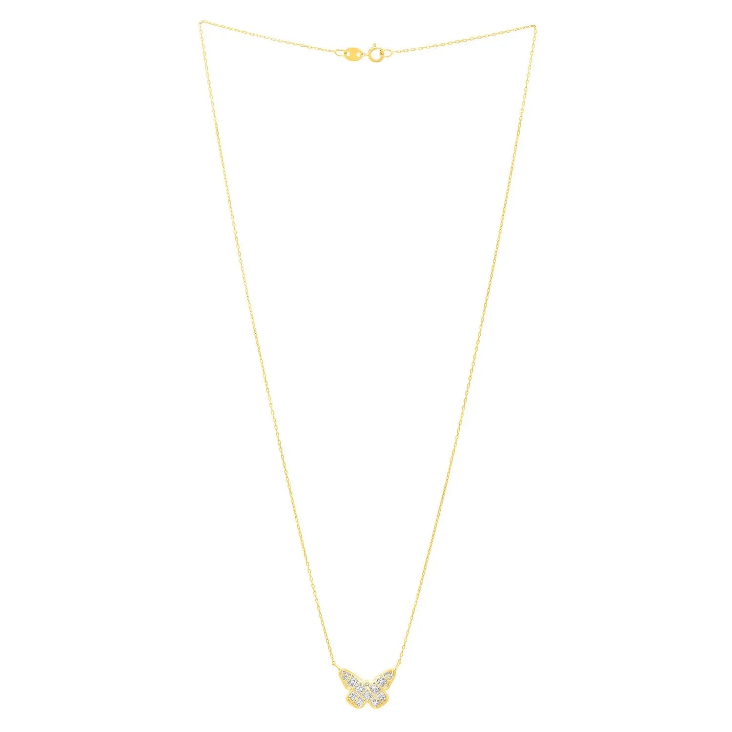 Checkered Butterfly Necklace in 14K Yellow Gold RCJ Necklaces  CELESTIA LUXE JEWELLERS