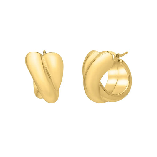 Crossover Hoop Earrings in 14K Yellow Gold RCJ Earrings  CELESTIA LUXE JEWELLERS