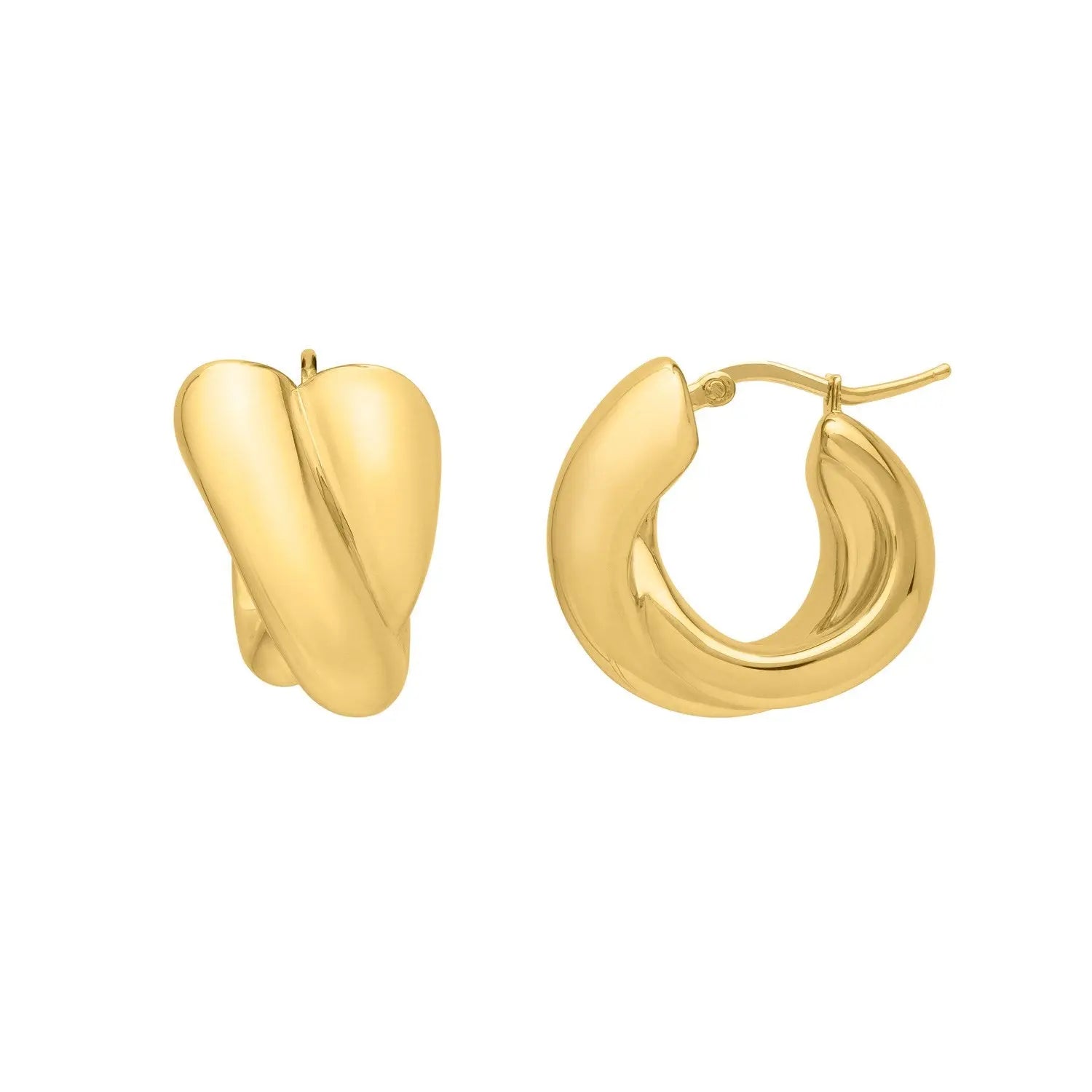 Crossover Hoop Earrings in 14K Yellow Gold RCJ Earrings  CELESTIA LUXE JEWELLERS
