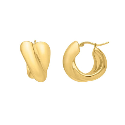 Crossover Hoop Earrings in 14K Yellow Gold RCJ Earrings  CELESTIA LUXE JEWELLERS