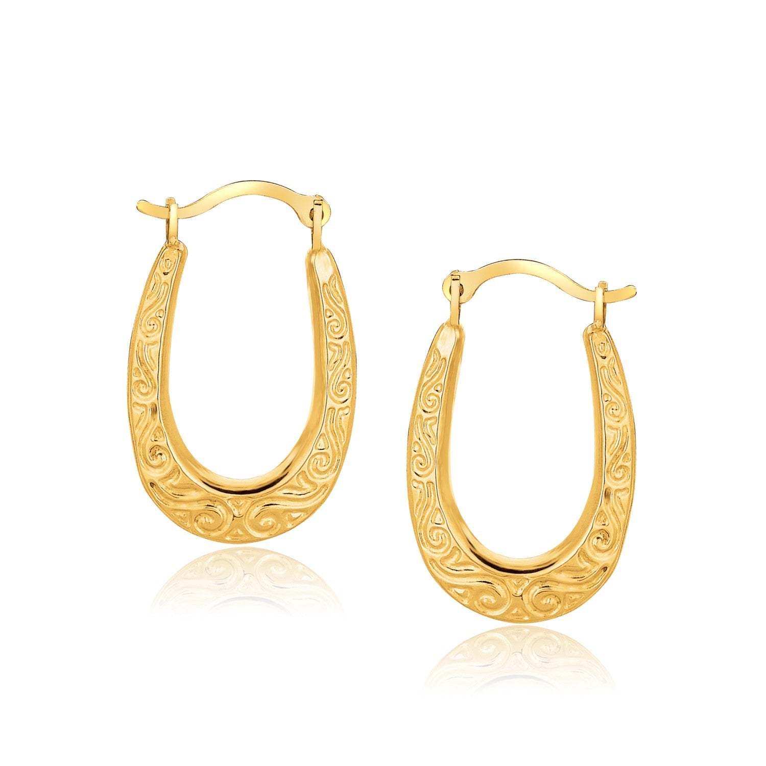 10k Yellow Gold Fancy Oval Hoop Earrings RCJ Earrings  CELESTIA LUXE JEWELLERS