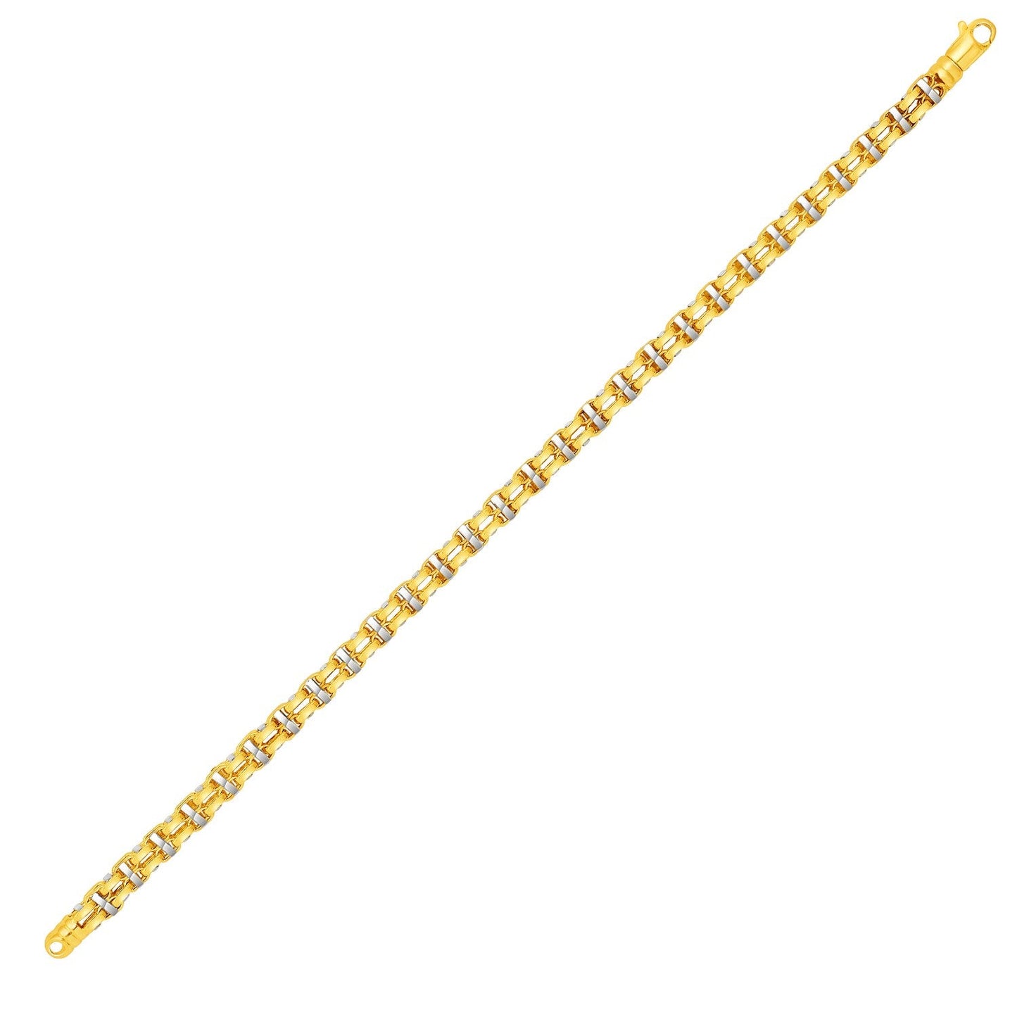 14k Two-Toned Yellow and White Gold Double Link Men's Bracelet RCJ Bracelets  CELESTIA LUXE JEWELLERS