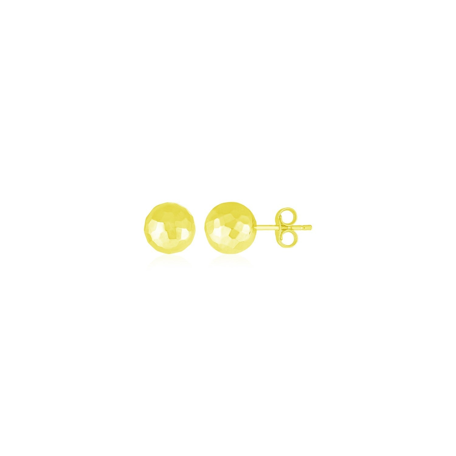 14k Yellow Gold Ball Earrings with Faceted Texture(7mm) RCJ Earrings  CELESTIA LUXE JEWELLERS
