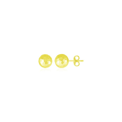 14k Yellow Gold Ball Earrings with Faceted Texture(7mm) RCJ Earrings  CELESTIA LUXE JEWELLERS