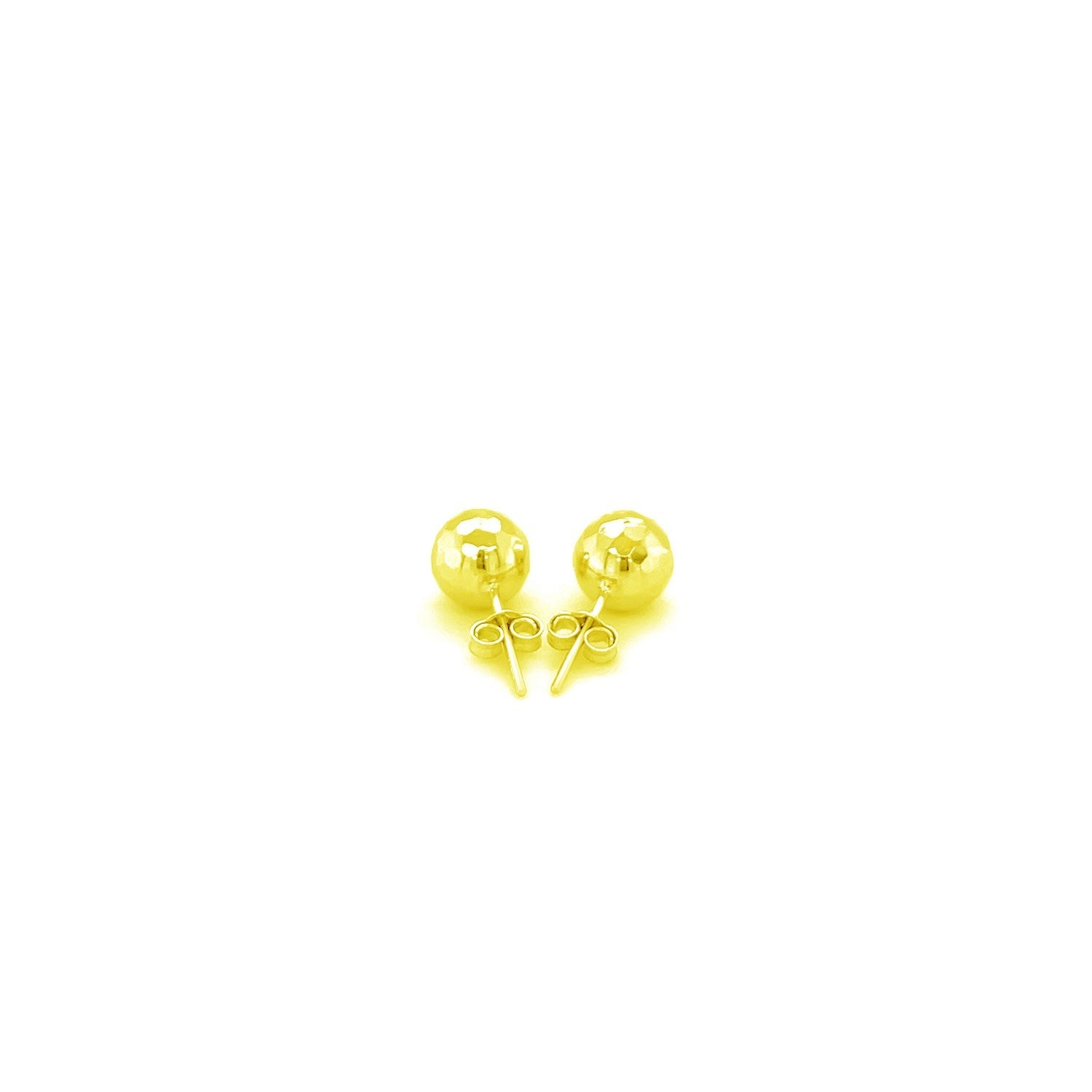 14k Yellow Gold Ball Earrings with Faceted Texture(7mm) RCJ Earrings  CELESTIA LUXE JEWELLERS