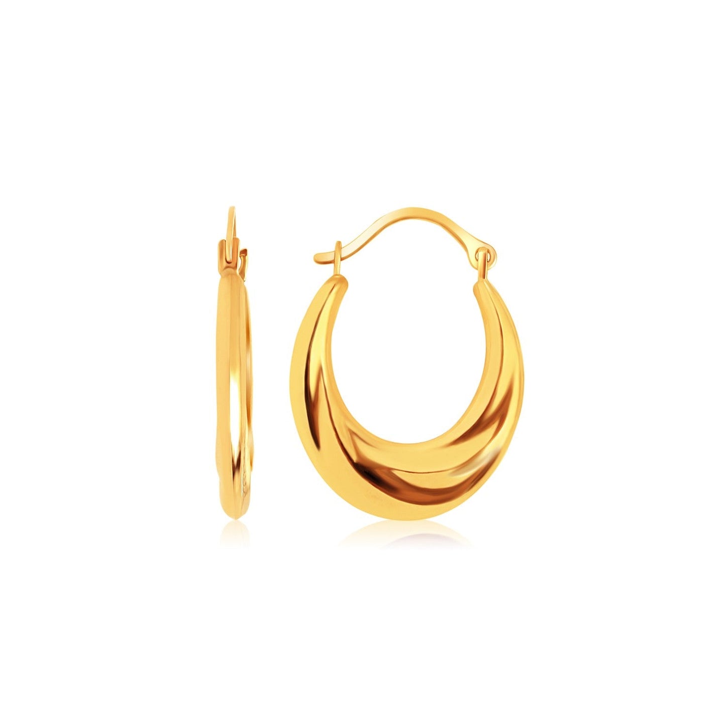 14k Yellow Gold Graduated Oval Hoop Earrings RCJ Earrings  CELESTIA LUXE JEWELLERS