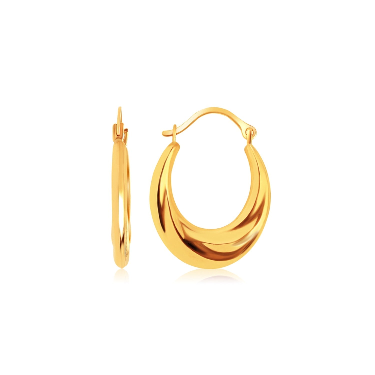 14k Yellow Gold Graduated Oval Hoop Earrings RCJ Earrings  CELESTIA LUXE JEWELLERS