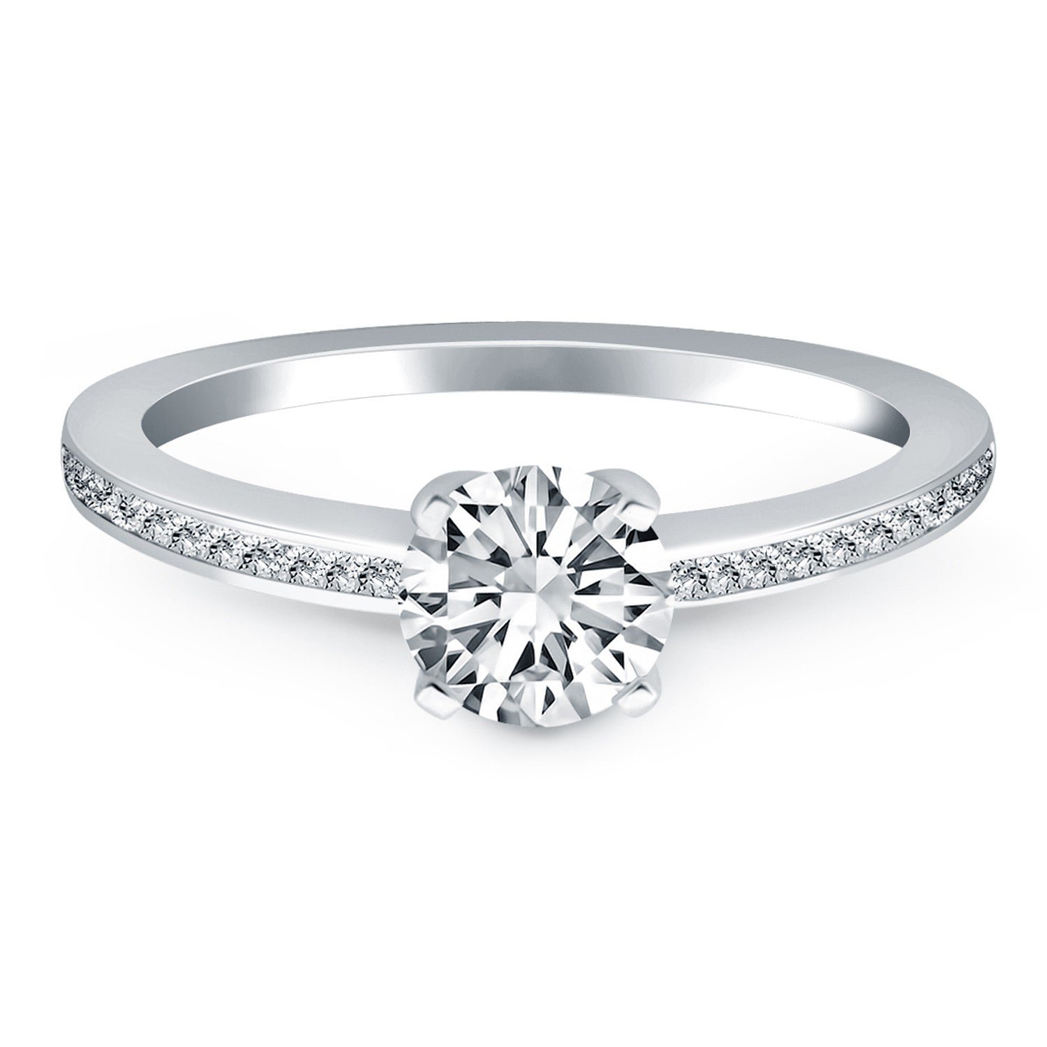 14k White Gold Classic Pave Diamond Band Engagement Ring RCJ Rings  CELESTIA LUXE JEWELLERS