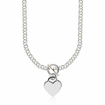 Sterling Silver Rhodium Plated Rolo Chain Necklace with a Heart Toggle Charm RCJ Necklaces  CELESTIA LUXE JEWELLERS