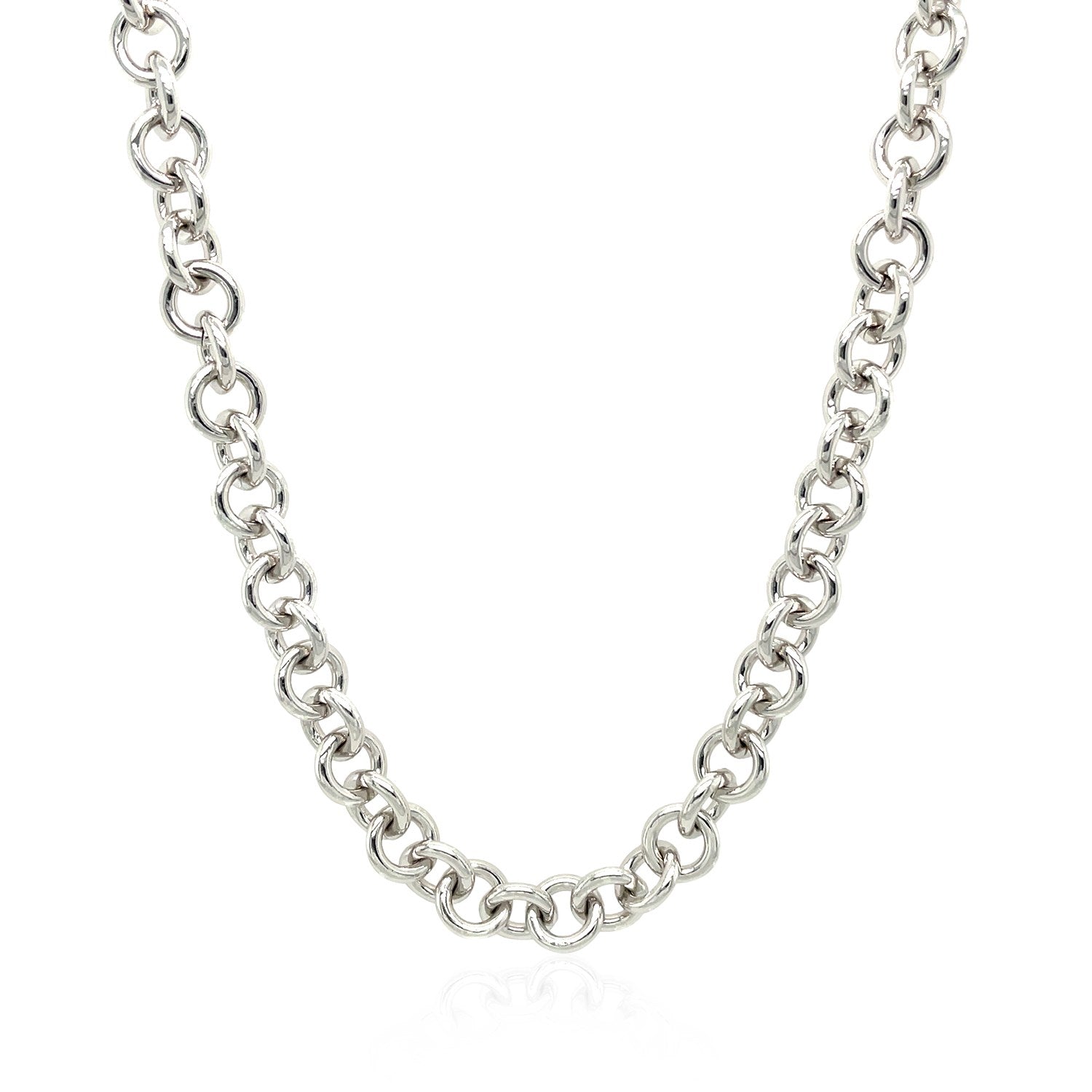 Sterling Silver Rhodium Plated Rolo Chain Necklace with a Heart Toggle Charm RCJ Necklaces  CELESTIA LUXE JEWELLERS