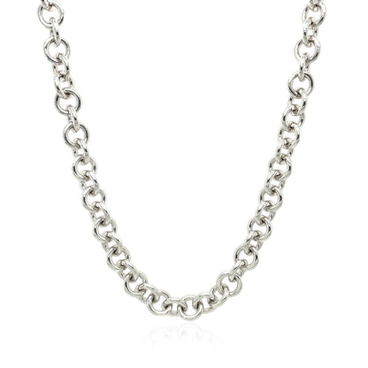 Sterling Silver Rhodium Plated Rolo Chain Necklace with a Heart Toggle Charm RCJ Necklaces  CELESTIA LUXE JEWELLERS
