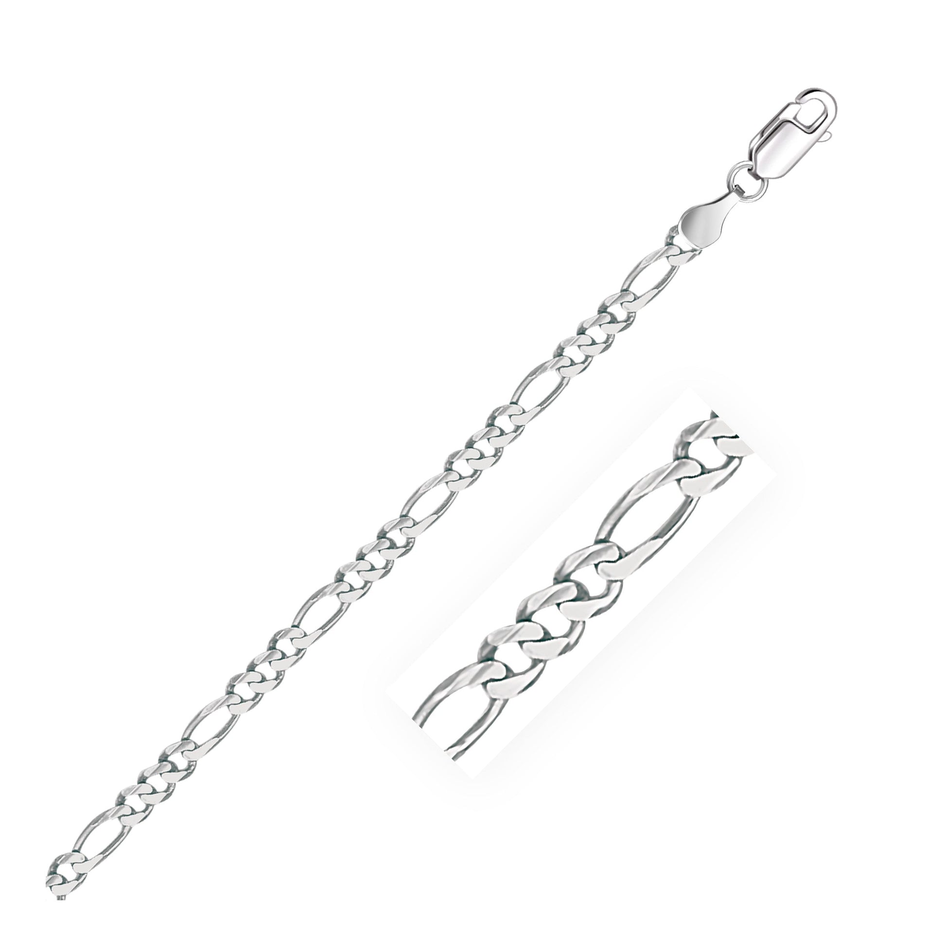 14k White Gold Solid Figaro Bracelet (3.80 mm) RCJ Bracelets  CELESTIA LUXE JEWELLERS