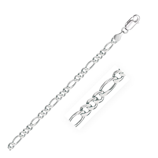 14k White Gold Solid Figaro Bracelet (3.80 mm) RCJ Bracelets  CELESTIA LUXE JEWELLERS