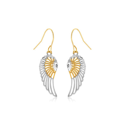 Two-Tone Wing Drop Earrings in 10K Gold RCJ Earrings  CELESTIA LUXE JEWELLERS