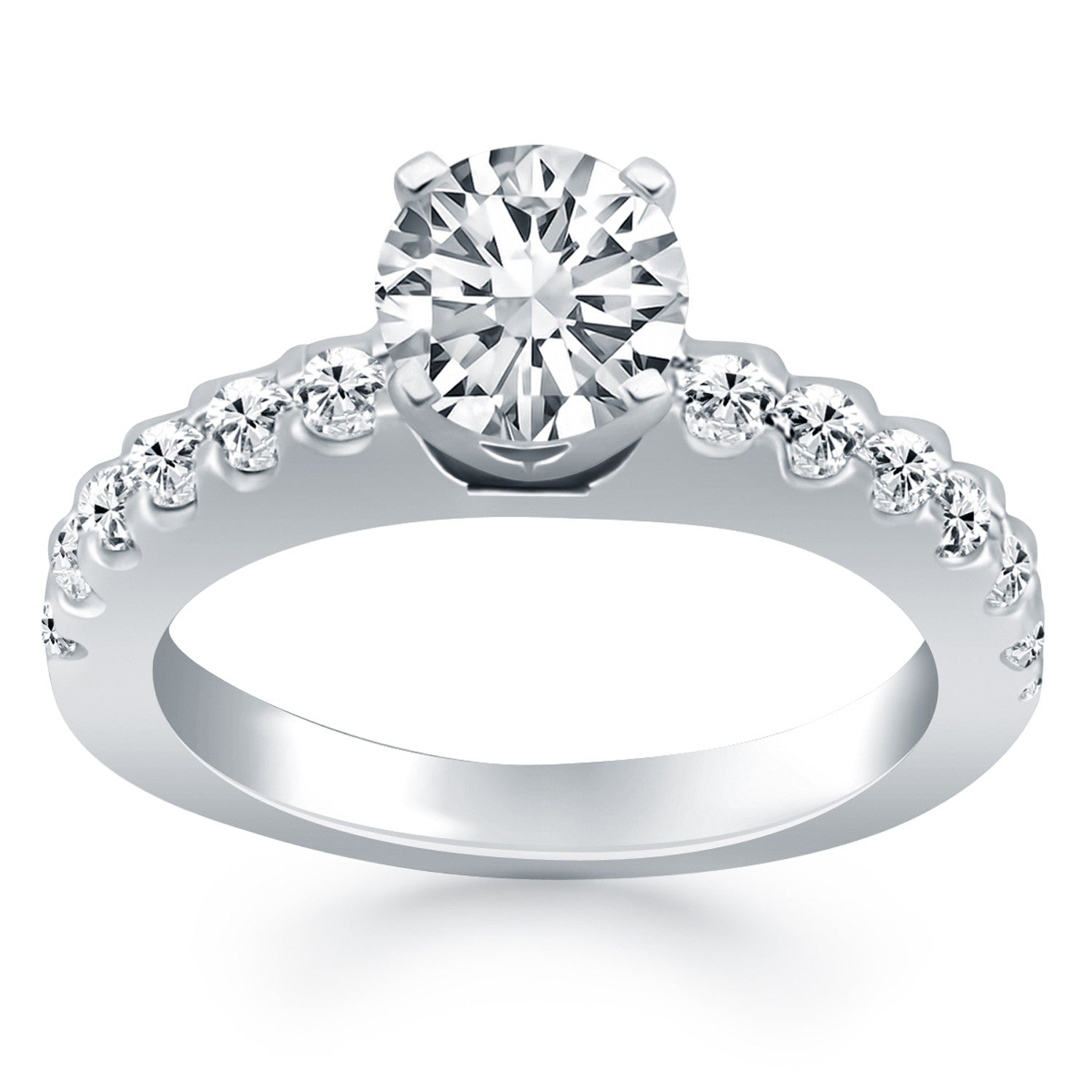 14k White Gold Diamond Micro Prong Cathedral Engagement Ring RCJ Rings  CELESTIA LUXE JEWELLERS