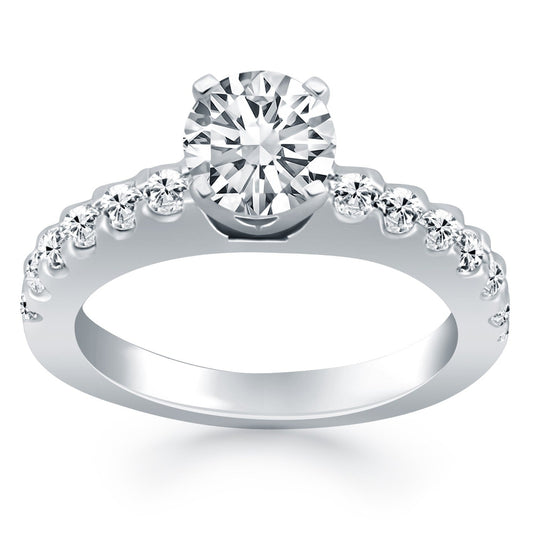 14k White Gold Diamond Micro Prong Cathedral Engagement Ring RCJ Rings  CELESTIA LUXE JEWELLERS