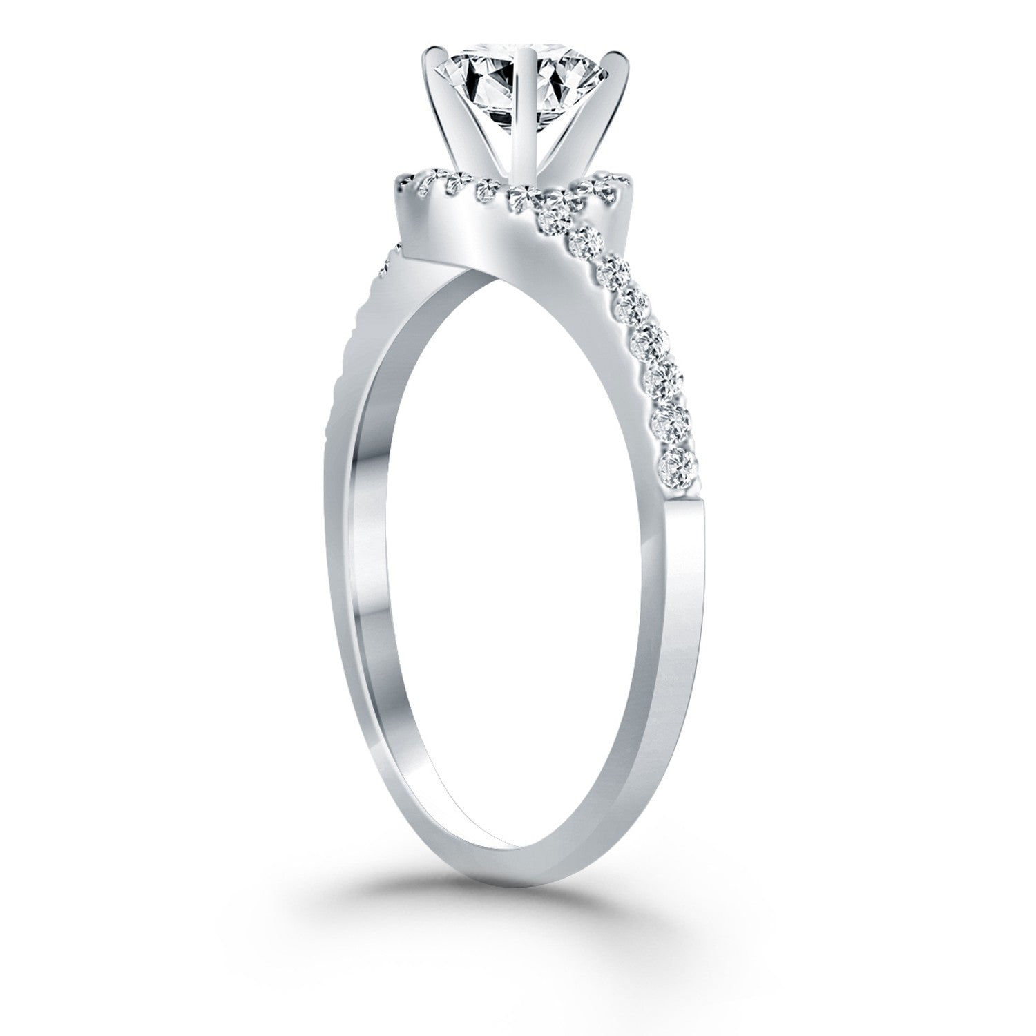 14k White Gold Bypass Swirl Diamond Halo Engagement Ring RCJ Rings  CELESTIA LUXE JEWELLERS
