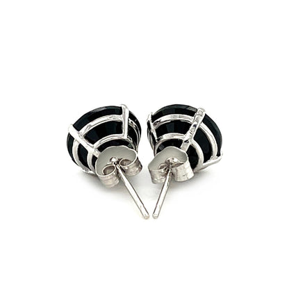 14k White Gold 8.0mm Round Black CZ Stud Earrings RCJ Earrings  CELESTIA LUXE JEWELLERS