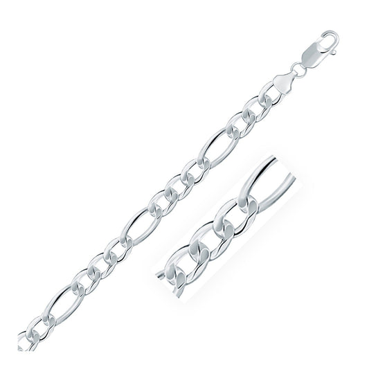 Rhodium Plated Sterling Silver Figaro Style Chain (8.10 mm) RCJ Chains  CELESTIA LUXE JEWELLERS