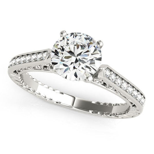 14k White Gold Round Diamond Antique Style Engagement Ring (1 1/8 cttw) RCJ Rings  CELESTIA LUXE JEWELLERS