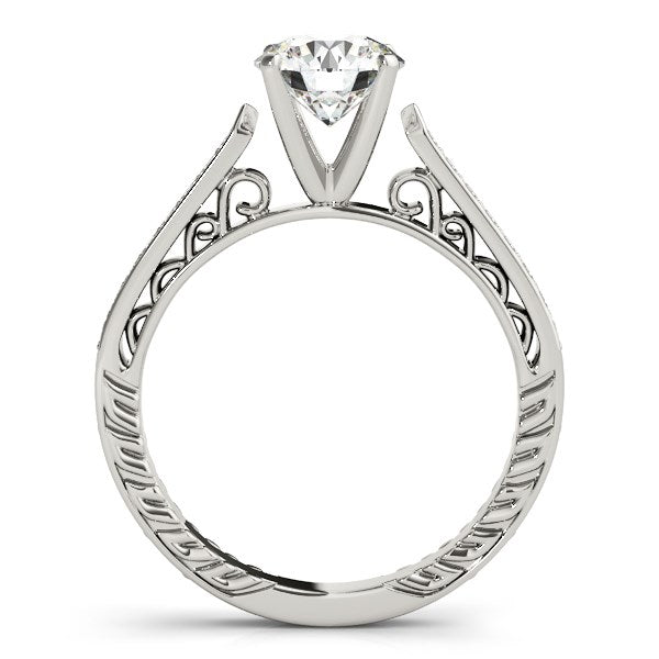 14k White Gold Round Diamond Antique Style Engagement Ring (1 1/8 cttw) RCJ Rings  CELESTIA LUXE JEWELLERS