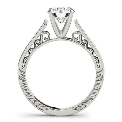 14k White Gold Round Diamond Antique Style Engagement Ring (1 1/8 cttw) RCJ Rings  CELESTIA LUXE JEWELLERS