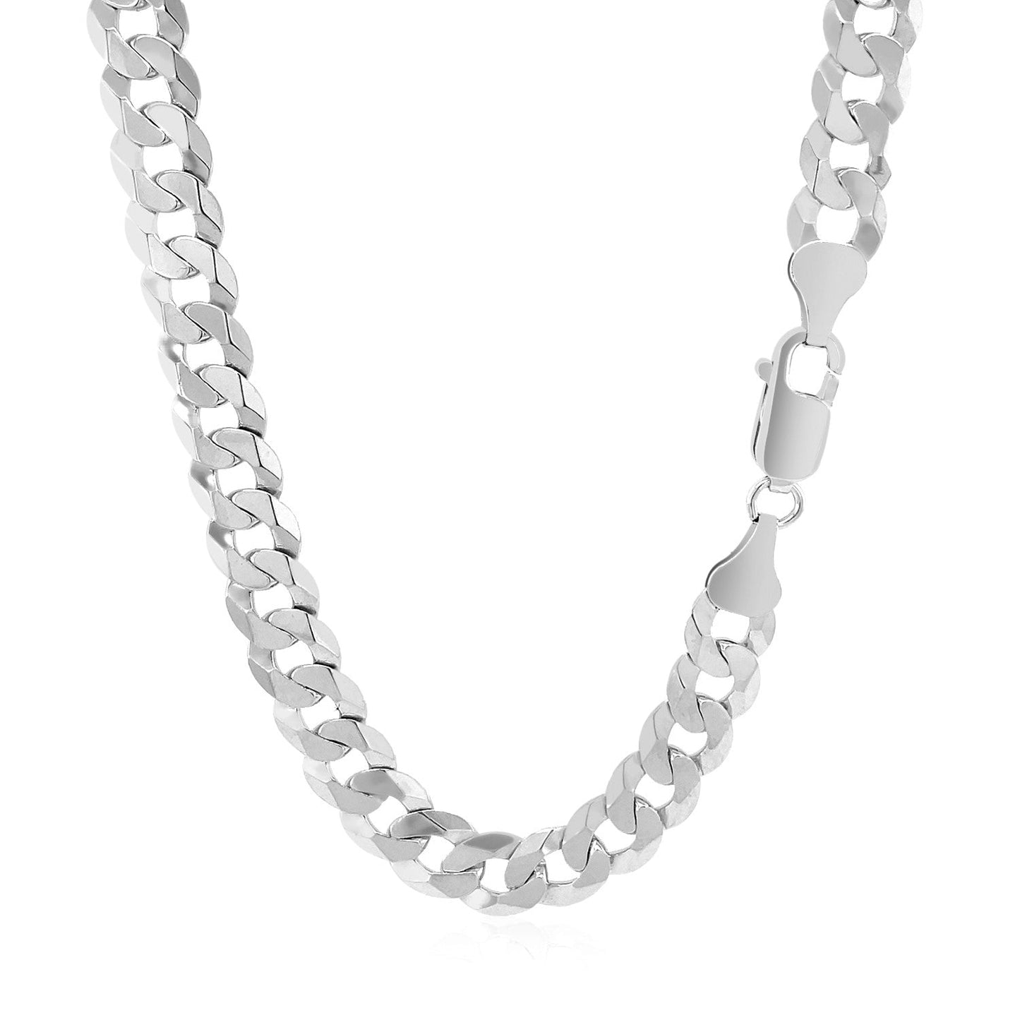 Rhodium Plated Sterling Silver Curb Style Chain (7.20 mm) RCJ Chains  CELESTIA LUXE JEWELLERS