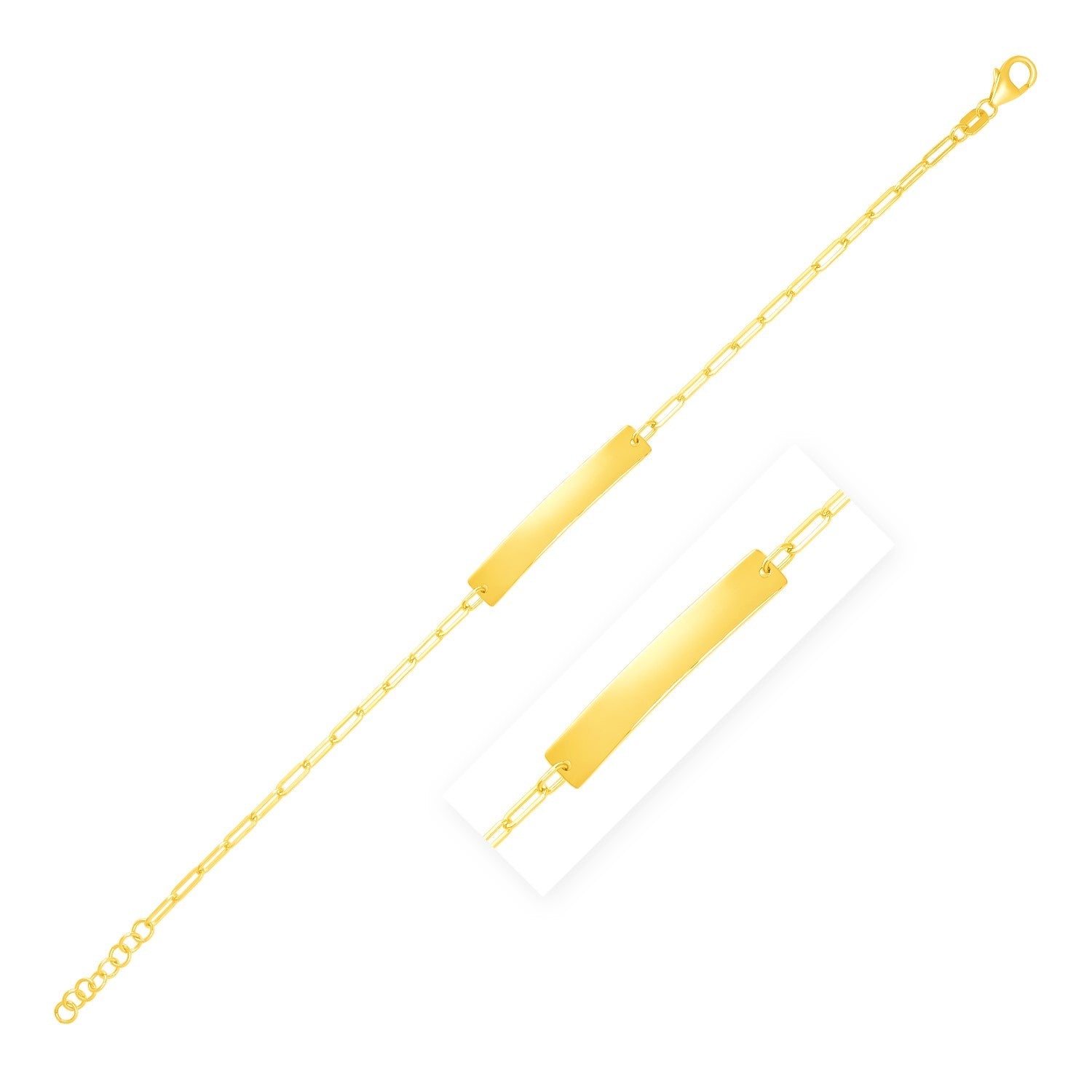 14k Yellow Gold 7 inch Paperclip Chain Bracelet with Bar (2.10 mm) RCJ Bracelets  CELESTIA LUXE JEWELLERS