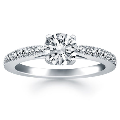 14k White Gold Diamond Pave Cathedral Engagement Ring RCJ Rings  CELESTIA LUXE JEWELLERS