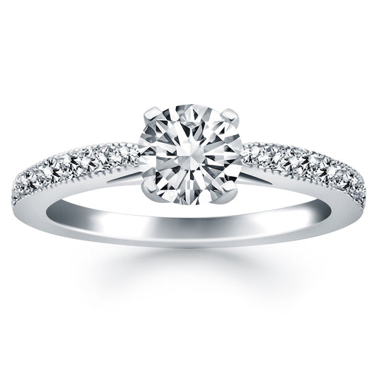 14k White Gold Diamond Pave Cathedral Engagement Ring RCJ Rings  CELESTIA LUXE JEWELLERS