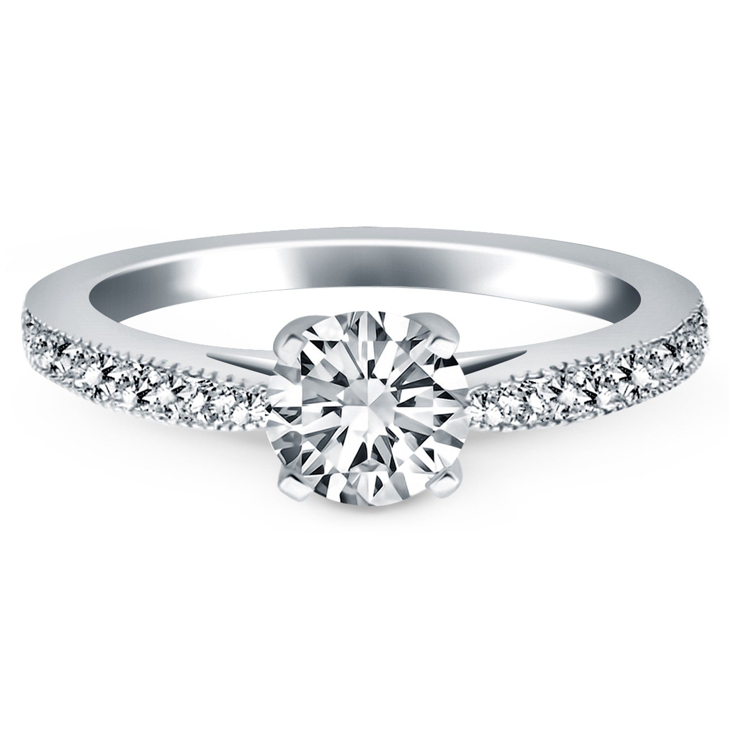 14k White Gold Diamond Pave Cathedral Engagement Ring RCJ Rings  CELESTIA LUXE JEWELLERS