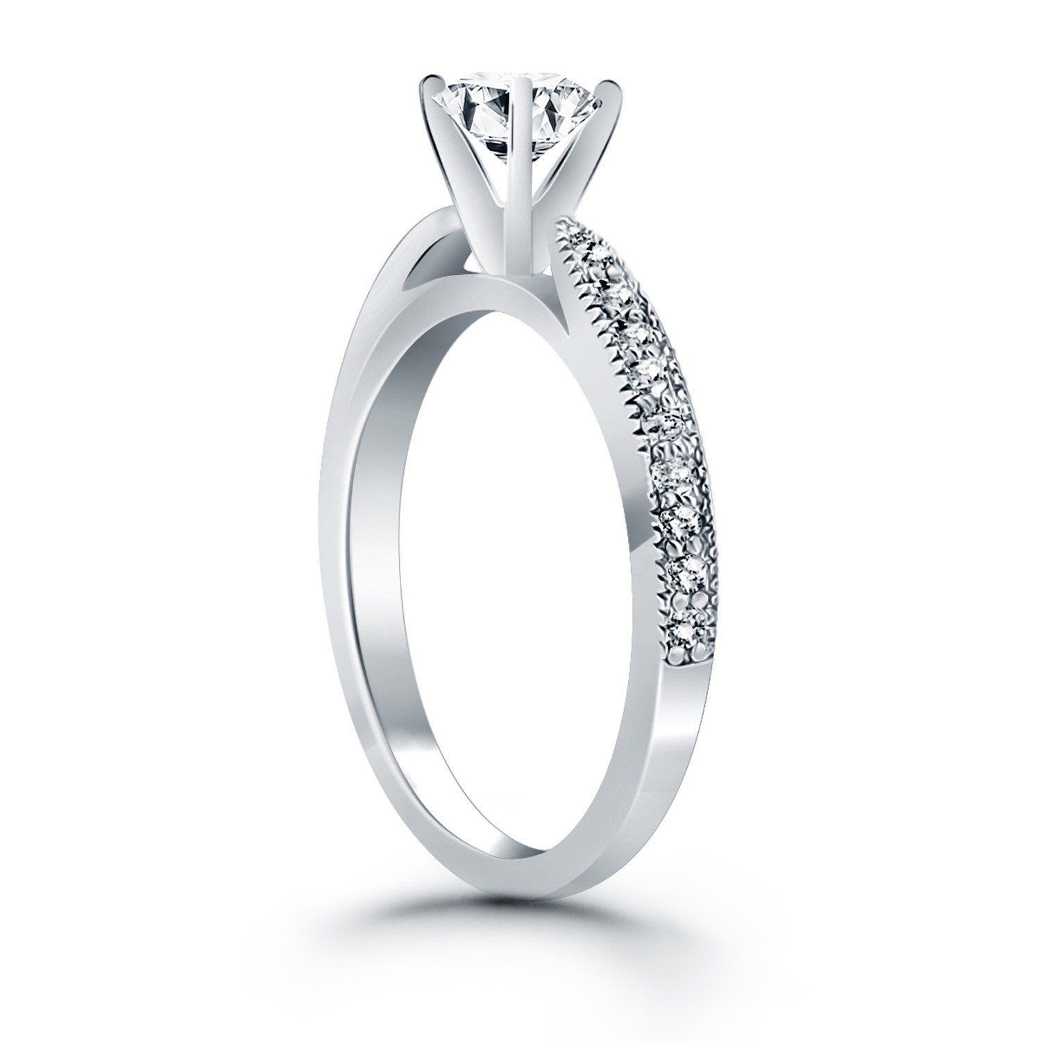 14k White Gold Diamond Pave Cathedral Engagement Ring RCJ Rings  CELESTIA LUXE JEWELLERS