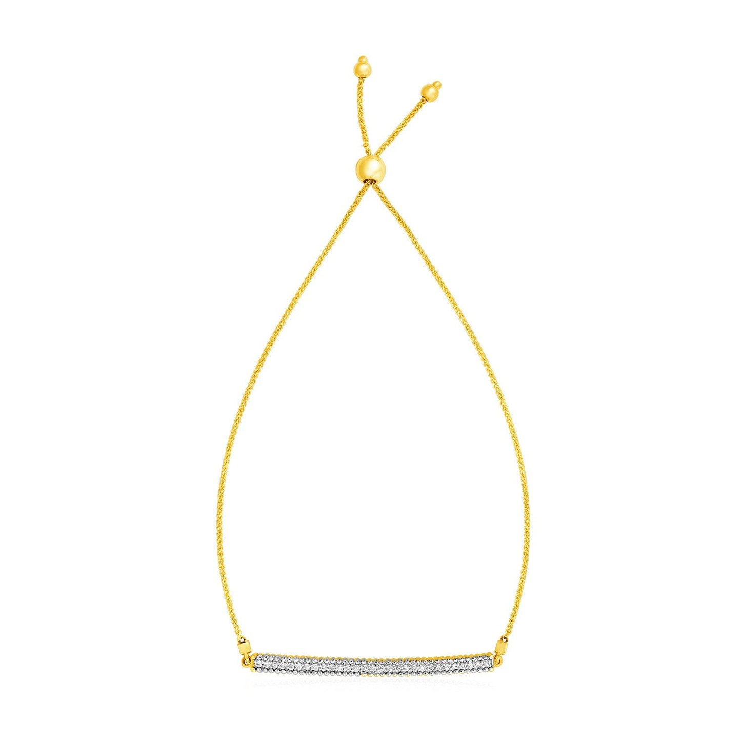 14k Yellow Gold Adjustable Bracelet with Textured Bar and Diamonds RCJ Bracelets  CELESTIA LUXE JEWELLERS