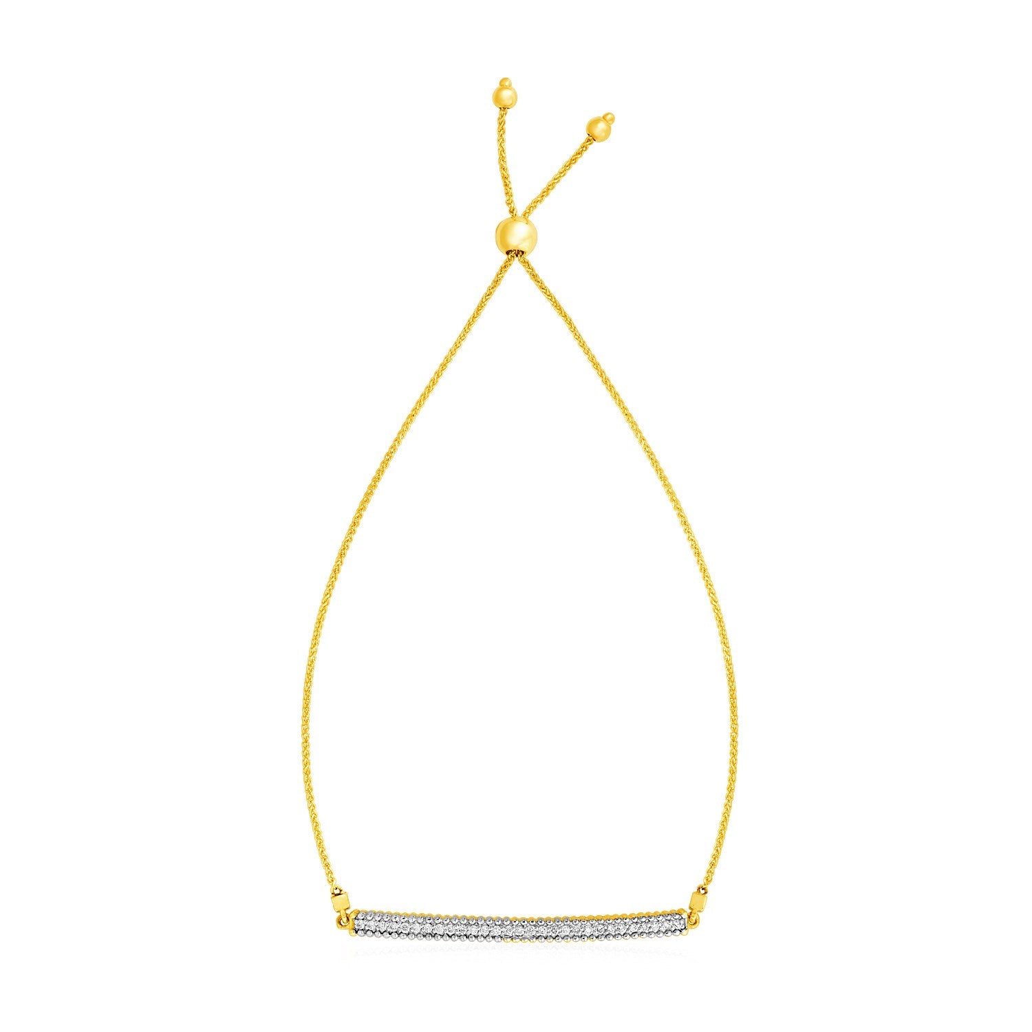 14k Yellow Gold Adjustable Bracelet with Textured Bar and Diamonds RCJ Bracelets  CELESTIA LUXE JEWELLERS