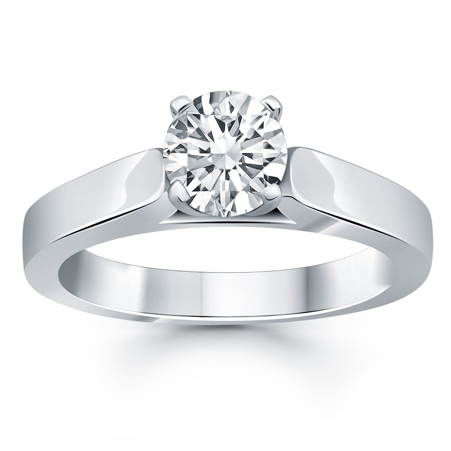 14k White Gold Wide Cathedral Solitaire Engagement Ring RCJ Rings  CELESTIA LUXE JEWELLERS