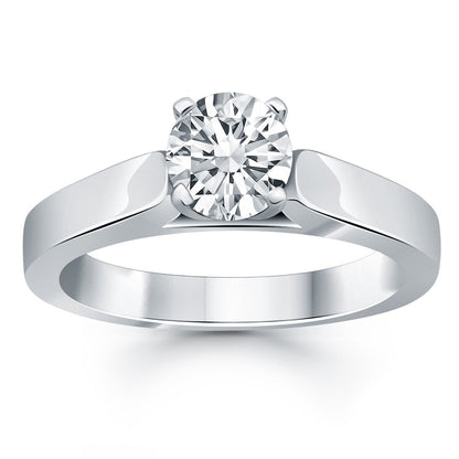 14k White Gold Wide Cathedral Solitaire Engagement Ring RCJ Rings  CELESTIA LUXE JEWELLERS