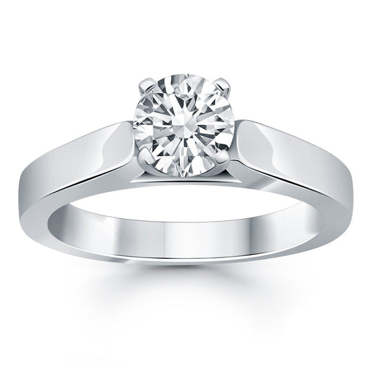 14k White Gold Wide Cathedral Solitaire Engagement Ring RCJ Rings  CELESTIA LUXE JEWELLERS
