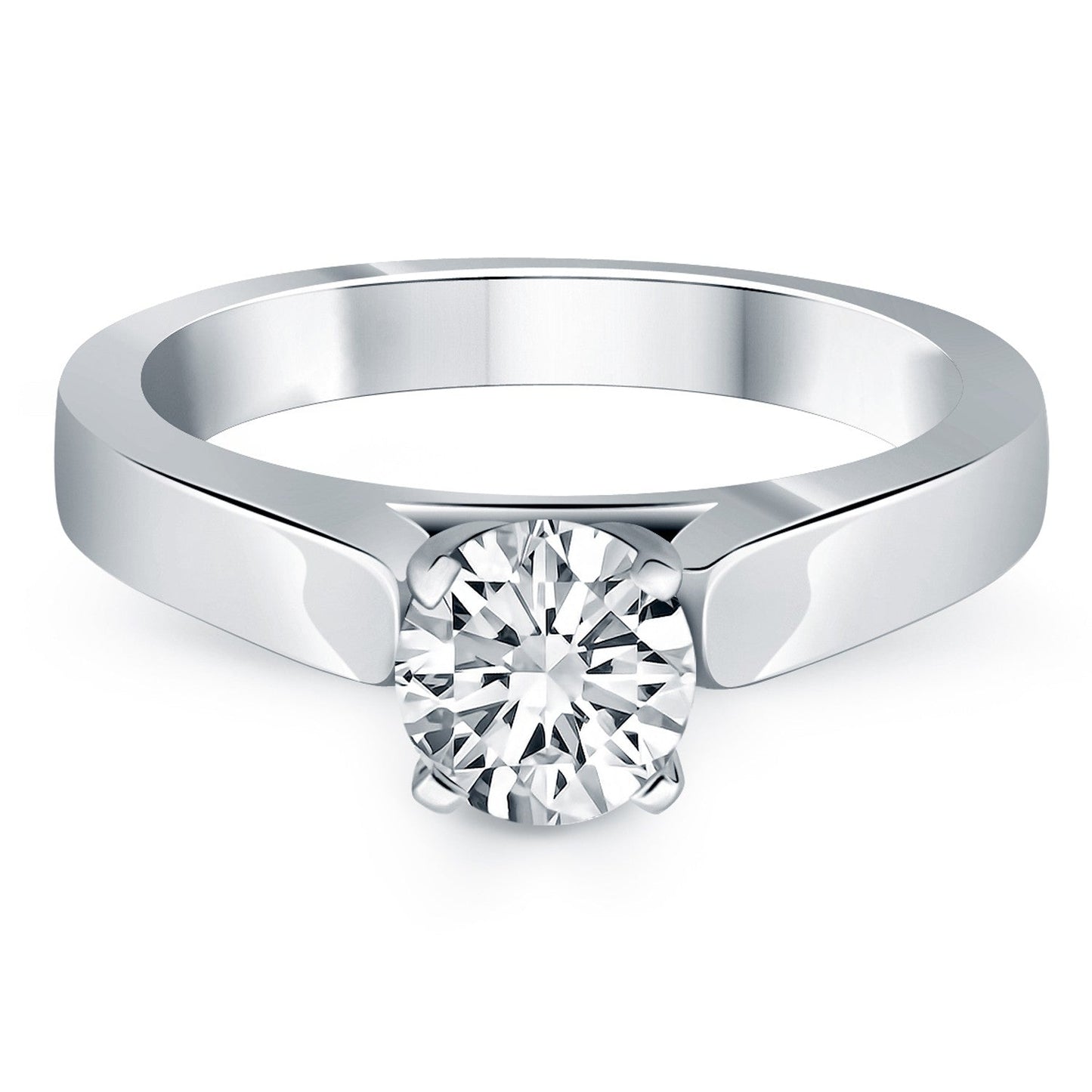 14k White Gold Wide Cathedral Solitaire Engagement Ring RCJ Rings  CELESTIA LUXE JEWELLERS