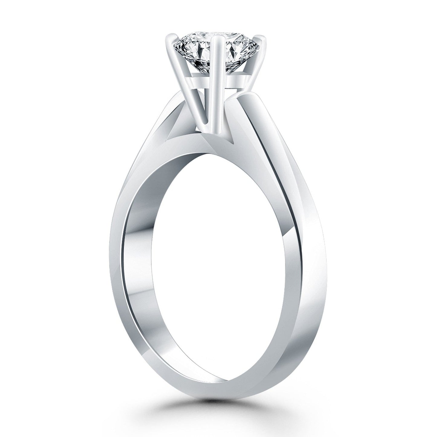 14k White Gold Wide Cathedral Solitaire Engagement Ring RCJ Rings  CELESTIA LUXE JEWELLERS