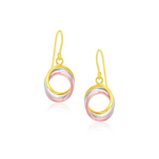 14k Tri-Color Gold Open Entwined Ring Earrings RCJ Earrings  CELESTIA LUXE JEWELLERS