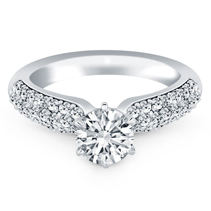 14k White Gold Triple Row Pave Diamond Engagement Ring RCJ Rings  CELESTIA LUXE JEWELLERS